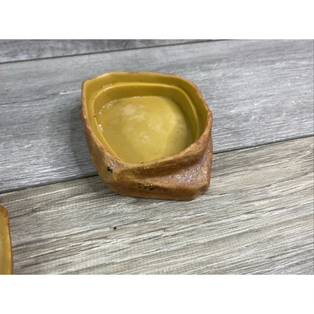 Natural Rock Style Reptile Hide and Water Dish Set Tan Brown Terrarium Decor‎
